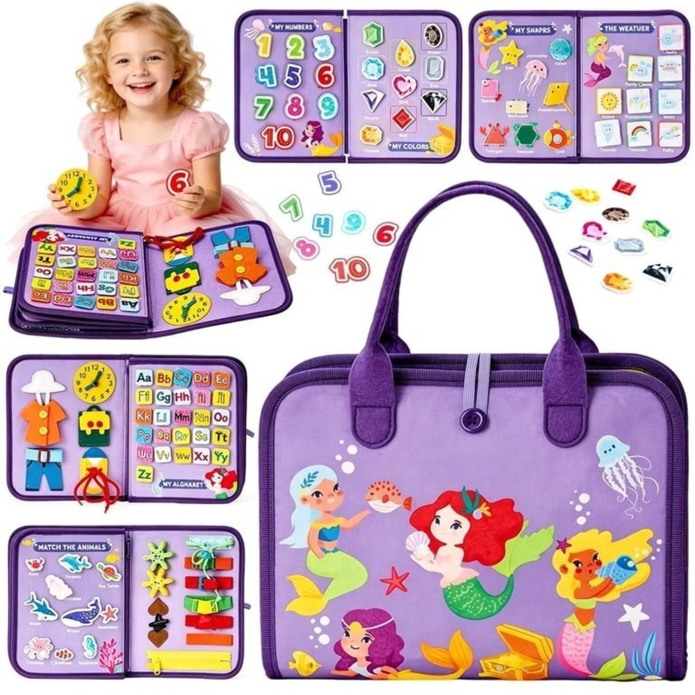 hahaland Toddler Busy Board Mermaid Montessori Sensory Toy Fine Motor Skills NIB